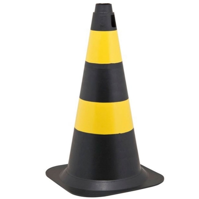 Cone PVC Preto/Amarelo